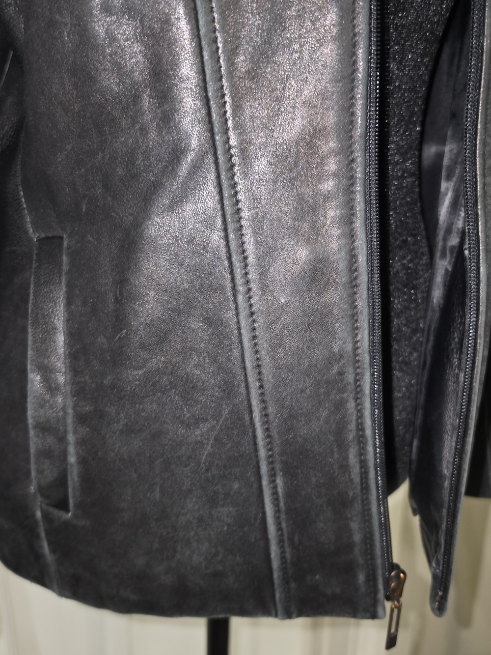 Kenneth Cole Reaction Black Leather Zip-Front Jacket - Picture 4 of 16